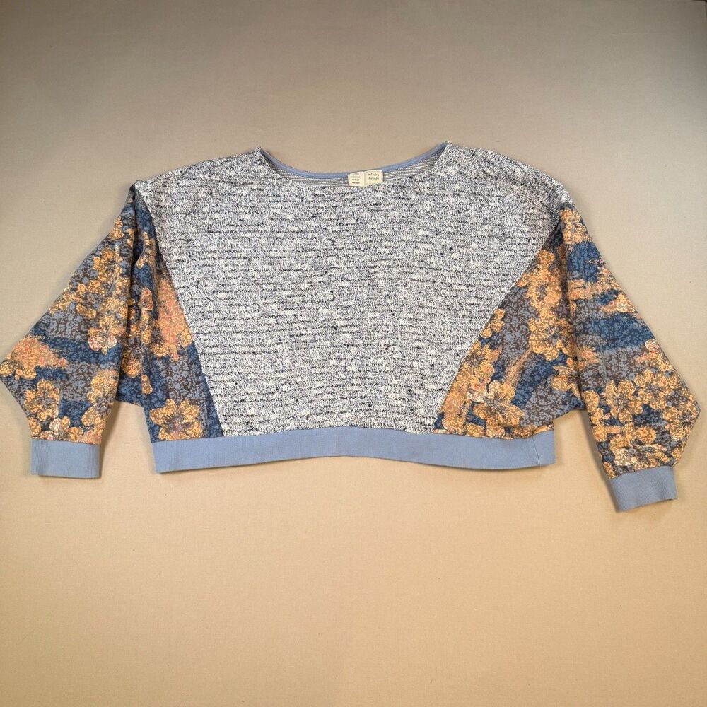 Anthropologie Saturday Sunday Size Medium Textured Pullover Sweater Top Flowers